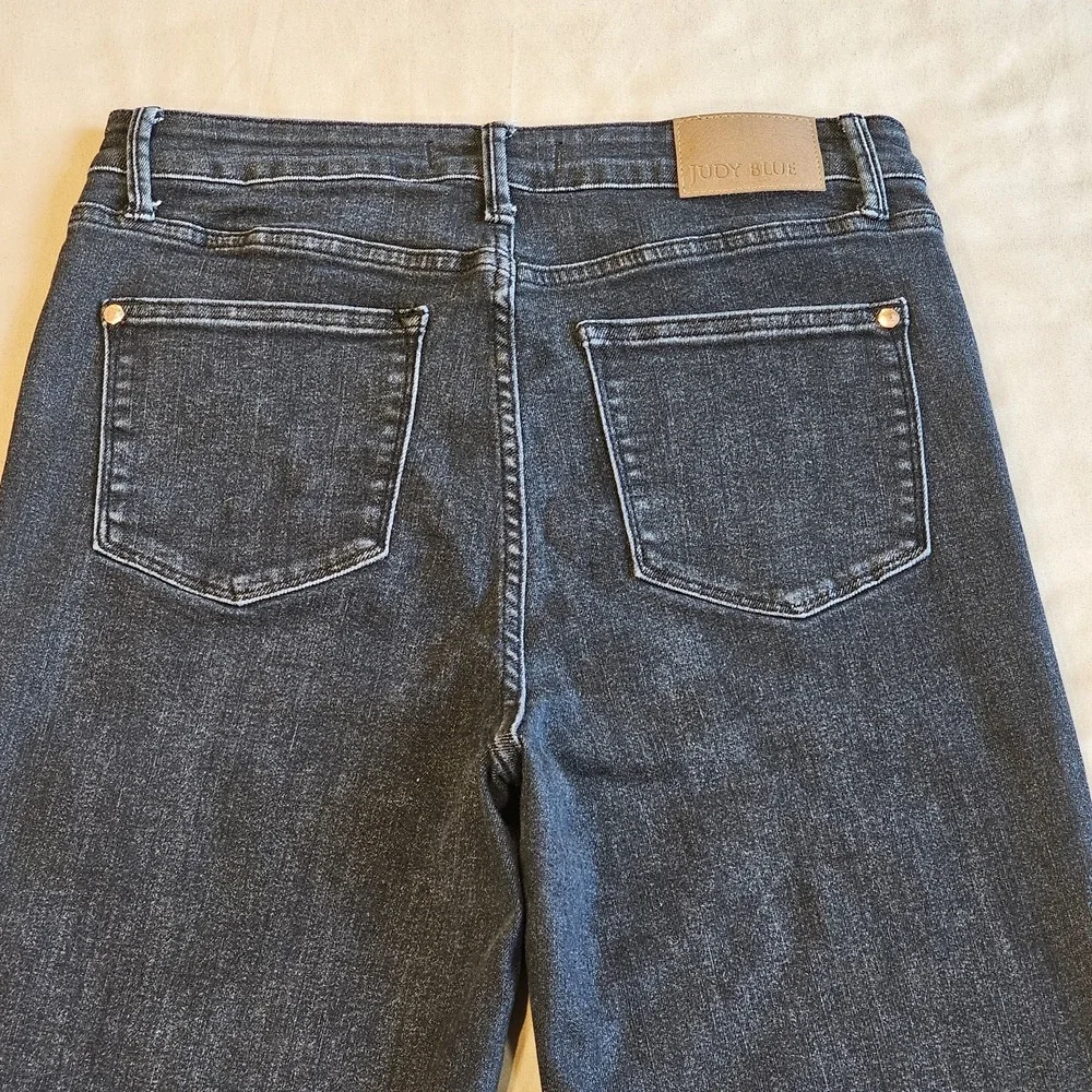 Judy Blue‎ Jeans Womens Black Straight Fit Raw Hem Casual Stretch Ladies 13/31 - Picture 10 of 14